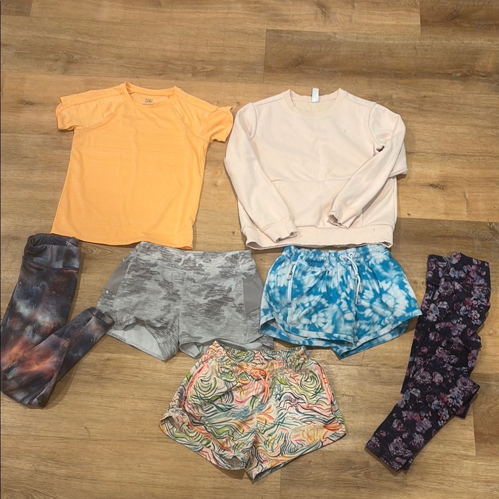 Athleta girls size 12 LOT 5 bottoms, 3 tops